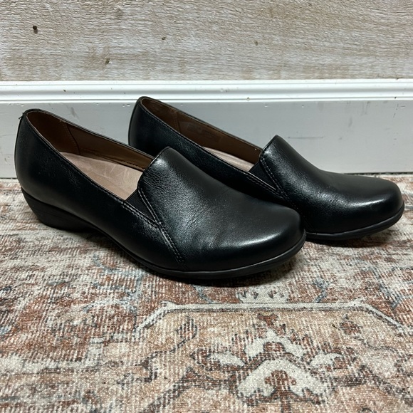 Dansko Shoes - Dansko Black Leather Slip-On Flats